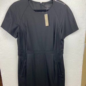 NWT J. Crew Black Zip Shoulder Sheath Dress Wool